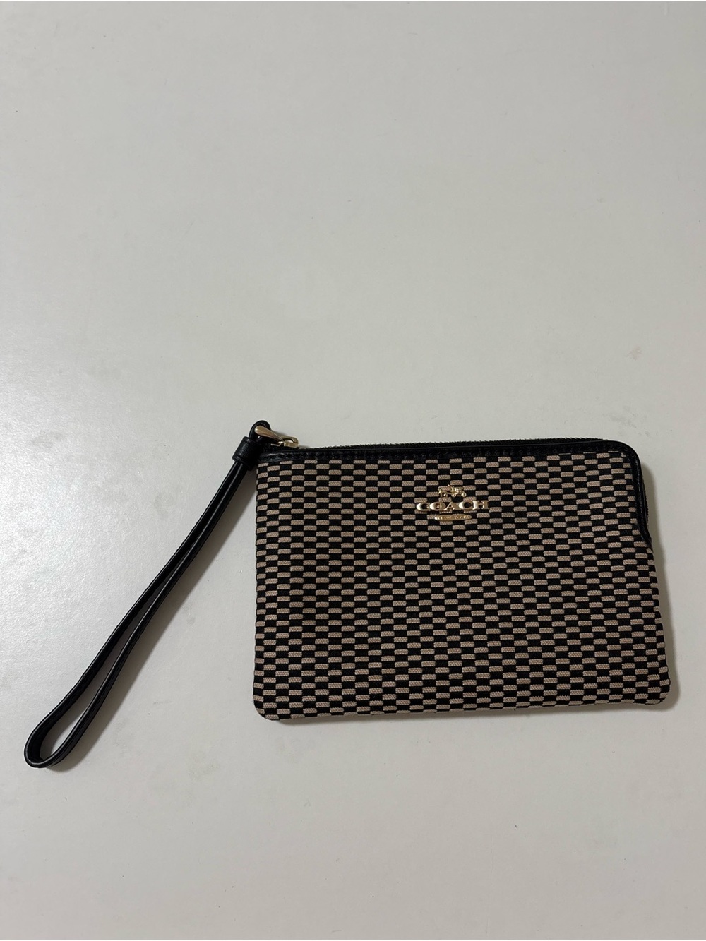 Coach Black and Cream Signature Wristlet